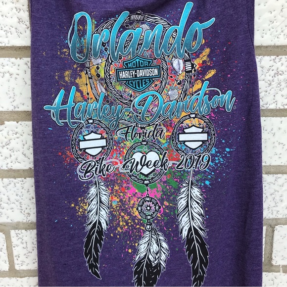 Harley Davidson Orlando Florida Bike Week 2019 Purple Dreamcatcher Tank Size S - Picture 6 of 13